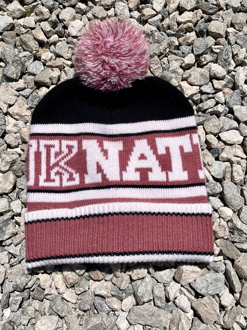 Pink by VS XS Pom Beanie - Pink, Black, White